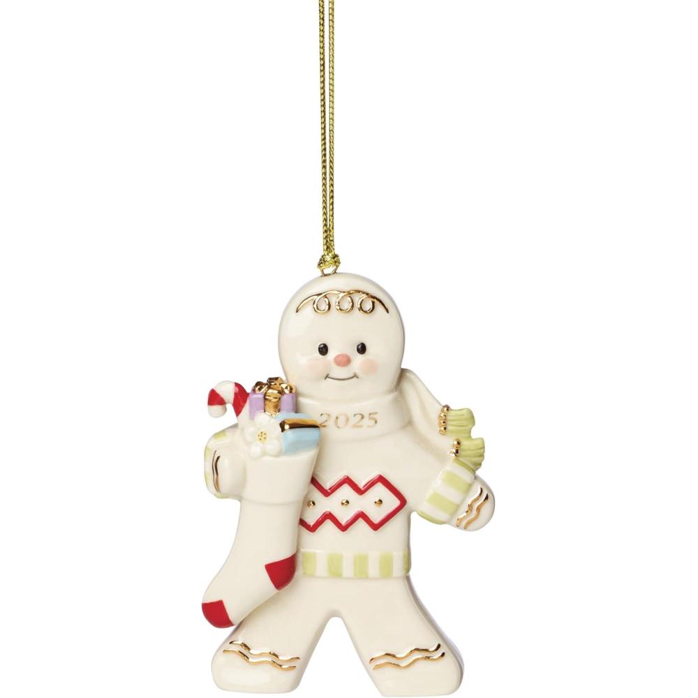 imageLenox Ornaments 2025 Babys 1st Christmas Rudolph Ornament Silverplated Metal and Resin Red Ribbon for Tree Decoration Christmas Decorations Winter Tree Ornaments Rudolph Design 1 PieceGingerbread