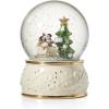 Lenox Mickey Mouse Snow Globe, White Porcelain with 24K Gold Accents, Mickey Riding Through Snow Near Christmas Tree, Festive Christmas Decorations Indoor, Disney Classroom Decor, Teacher Gifts, 5.5″H