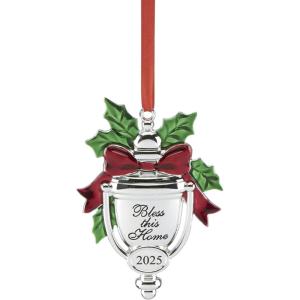 Lenox Ornaments, 2025 Babys 1st Christmas Rudolph Ornament, Silverplated Metal and Resin, Red Ribbon for Tree Decoration, Christmas Decorations, Winter Tree Ornaments, Rudolph Design (1 Piece)(Bless This Home)