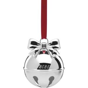 Lenox Ornaments, 2025 Babys 1st Christmas Rudolph Ornament, Silverplated Metal and Resin, Red Ribbon for Tree Decoration, Christmas Decorations, Winter Tree Ornaments, Rudolph Design (1 Piece)(Jingle Bell)