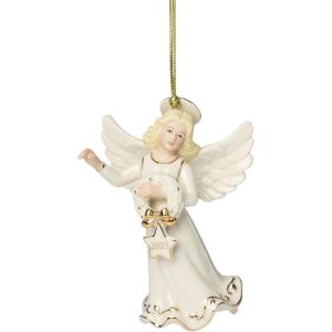 Lenox Ornaments, 2025 Babys 1st Christmas Rudolph Ornament, Silverplated Metal and Resin, Red Ribbon for Tree Decoration, Christmas Decorations, Winter Tree Ornaments, Rudolph Design (1 Piece)(Angel)