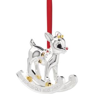 Lenox Ornaments, 2025 Babys 1st Christmas Rudolph Ornament, Silverplated Metal and Resin, Red Ribbon for Tree Decoration, Christmas Decorations, Winter Tree Ornaments, Rudolph Design (1 Piece)(Baby Rudolph)