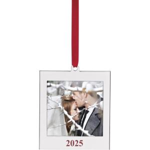 Lenox Ornaments, 2025 Babys 1st Christmas Rudolph Ornament, Silverplated Metal and Resin, Red Ribbon for Tree Decoration, Christmas Decorations, Winter Tree Ornaments, Rudolph Design (1 Piece)(2025 Frame)