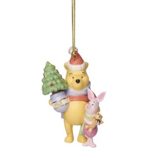 Lenox Ornaments, 2025 Babys 1st Christmas Rudolph Ornament, Silverplated Metal and Resin, Red Ribbon for Tree Decoration, Christmas Decorations, Winter Tree Ornaments, Rudolph Design (1 Piece)(Winnie the Pooh & Piglet)