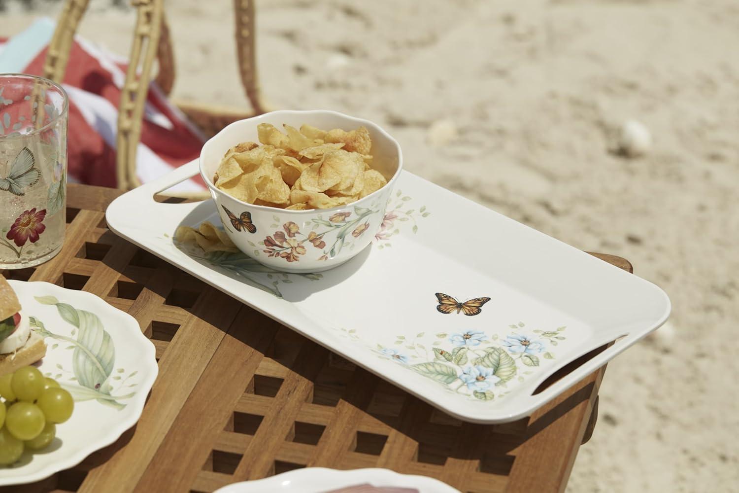 imageLenox 855591 Butterfly Meadow Melamine Hors Doeuvres Tray Lightweight Melamine Material