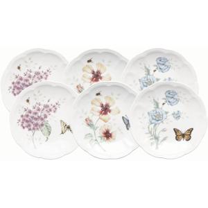 Lenox 817046 Butterfly Meadow 6-Piece Tidbit Plate Set, White, 3.05 LB