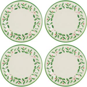 Lenox 863669 Holiday 4-Piece Melamine Dinner Plate Set, Christmas Dinnerware, Hosting(2.20 LB)