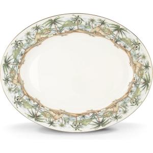 Lenox Serveware, British Colonial Serving Platter, Oval Shape, 15.75-Inch, Porcelain Material, Dishwasher Safe, Turkey Platter for Thanksgiving, Winter Hosting, Christmas Serving (White, 1 Piece)(Large Oval Platter)