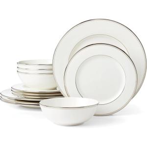Lenox 895707 Federal Platinum 12-Piece Dinnerware Set, Service for 4