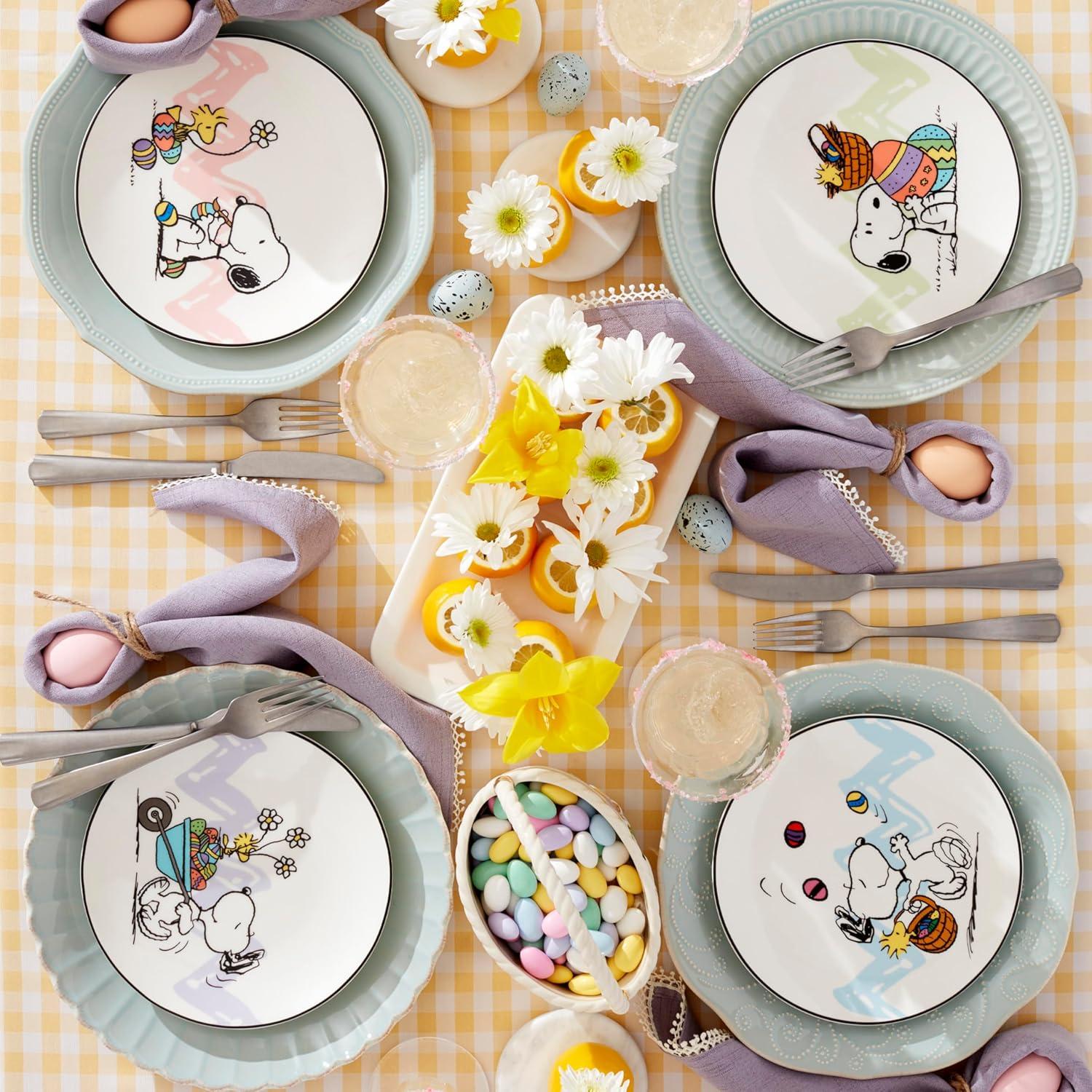 imageLenox 896632 Peanuts Easter Snoopy Hors Doeuvres Tray Spring ServewareAccent Plates Set of 4