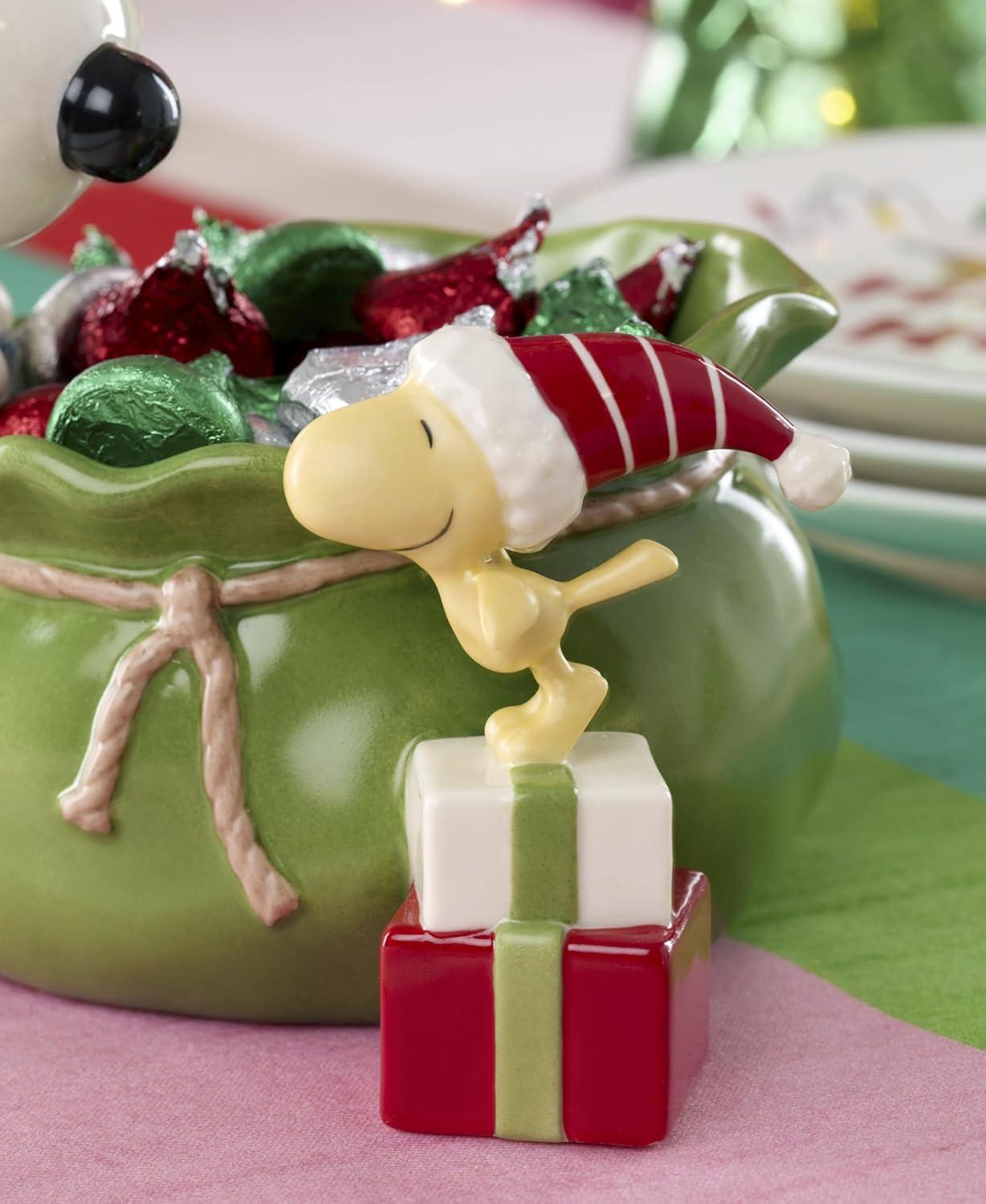 imageLenox 897751 Snoopy Christmas Santa Sack Candy Bowl Christmas Dishes Festive Holiday Serveware