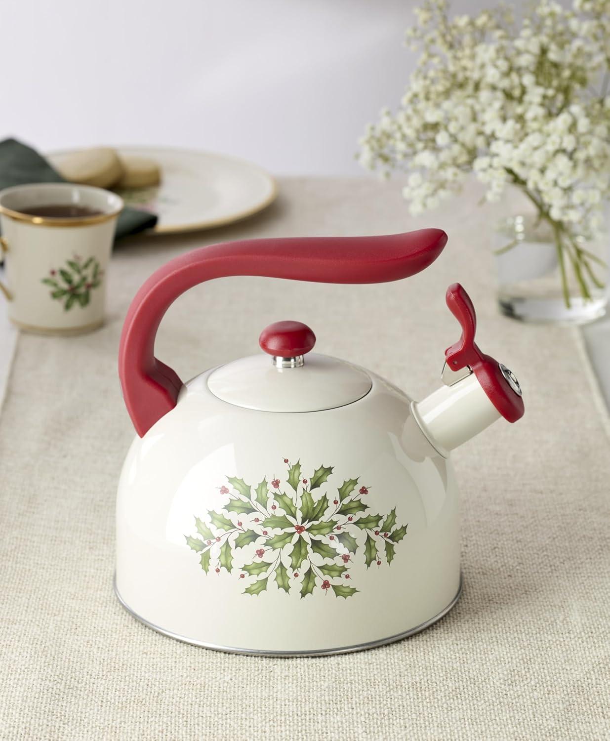 imageLenox 897976 Holiday Metal Tea Kettle Christmas Festive Kitchen Decor