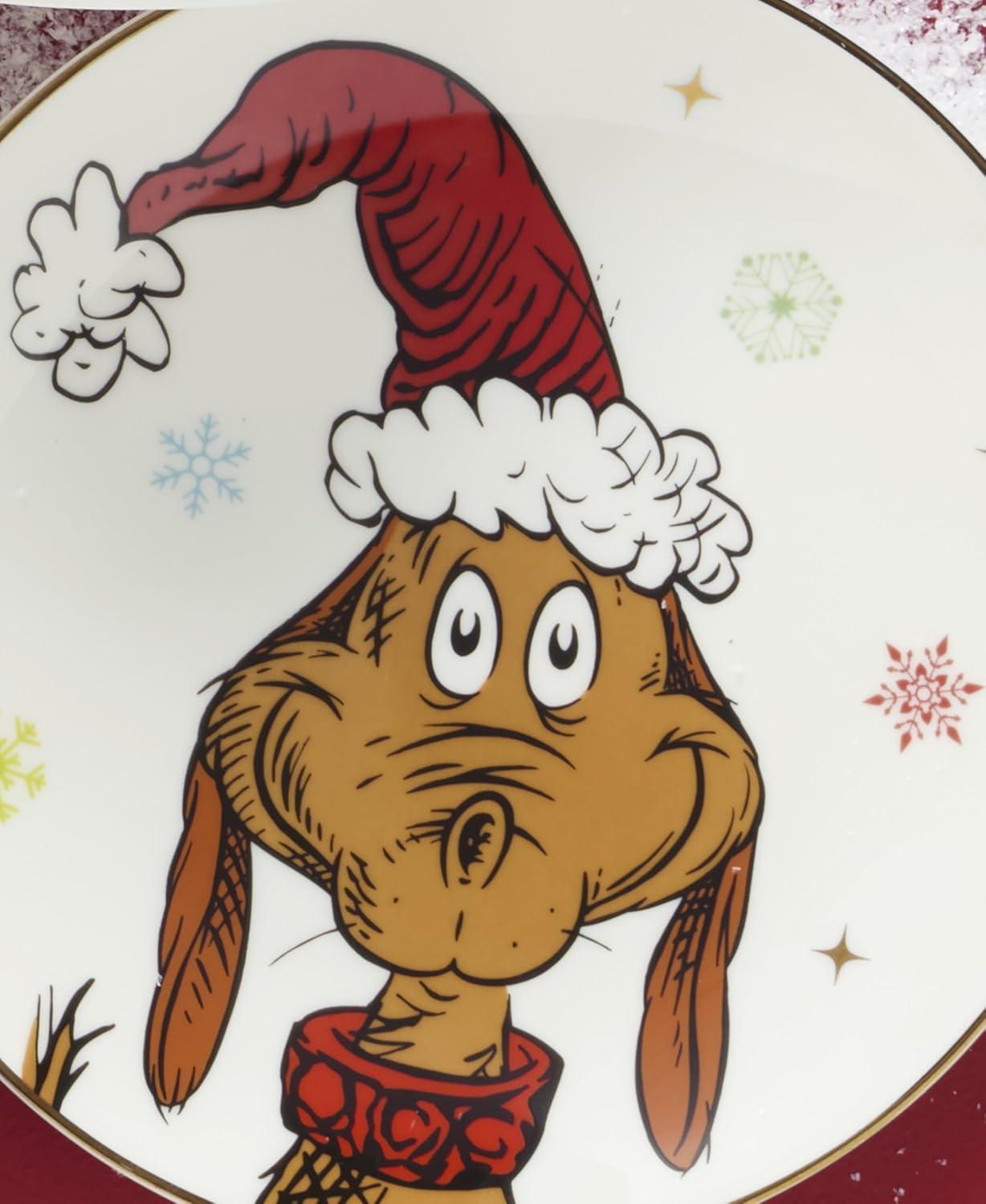 imageLenox Dinnerware Set Merry Grinchmas Accent Plates Service for 4 Porcelain Accent plates Microwave Safe and Dishwasher Safe for Pasta Salad and Dinner Christmas Decoration Assorted 4 Pieces