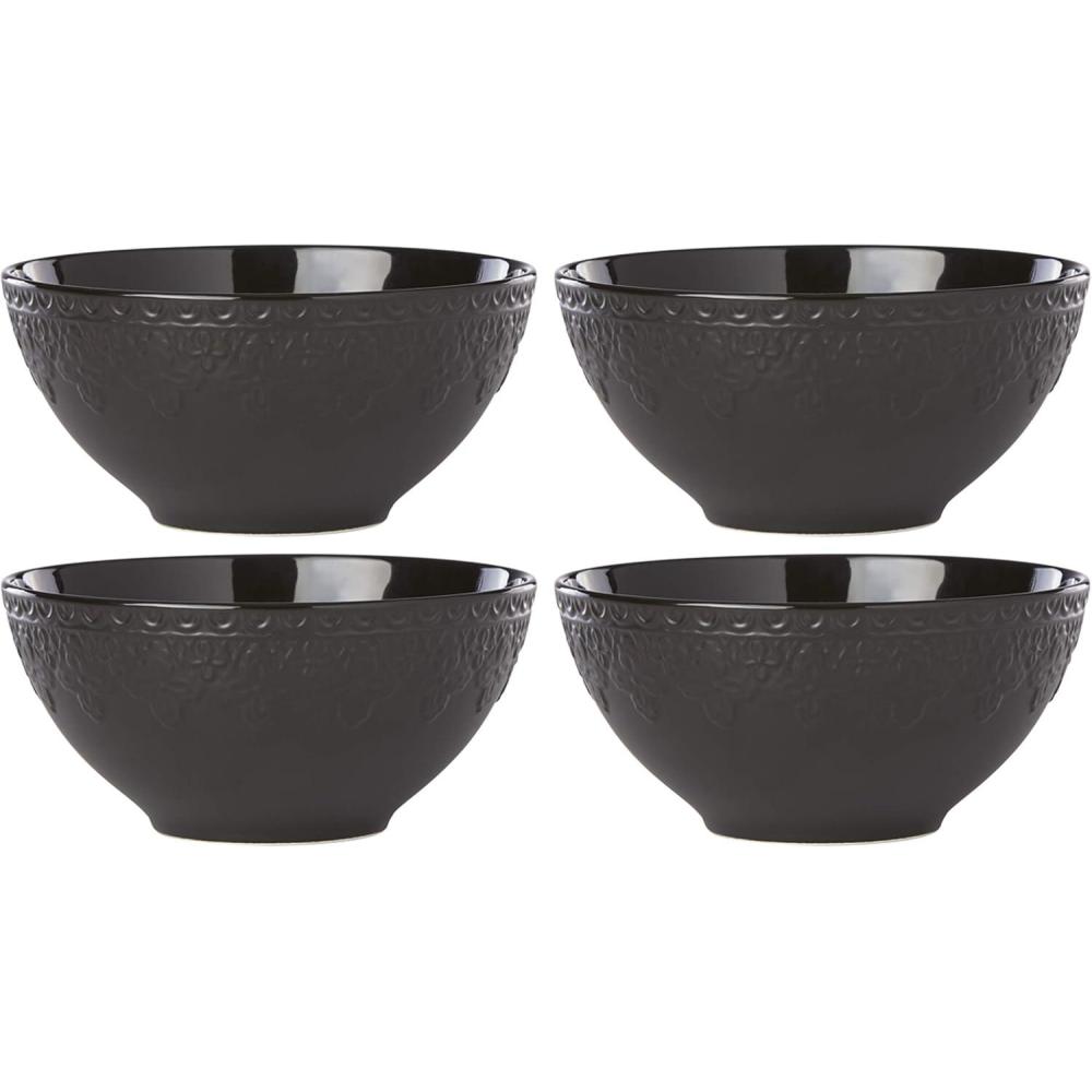 imageLenox 885618 Chelse Muse Fleur Matte Black 4Piece Mug SetBowls Set of 4