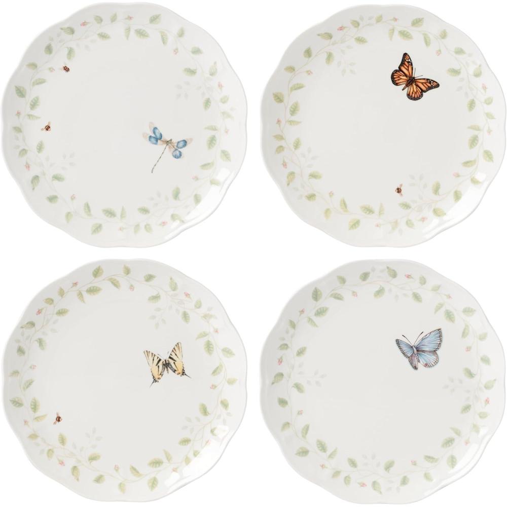 imageLenox 894543 Butterfly Meadow Vines 4Piece Rice Bowl SetDinner Plates  Set of 4