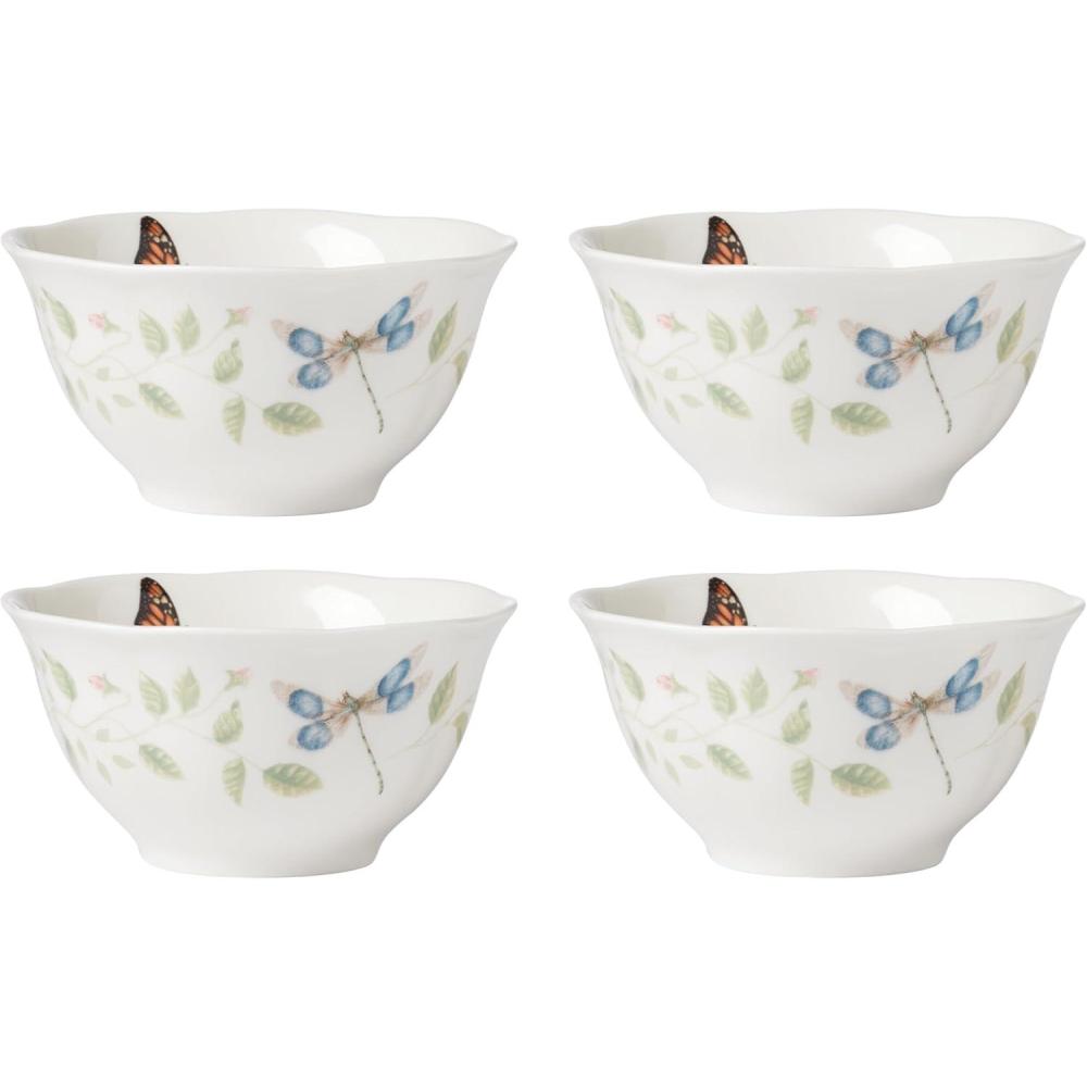 imageLenox 894543 Butterfly Meadow Vines 4Piece Rice Bowl SetRice Bowls  Set of 4