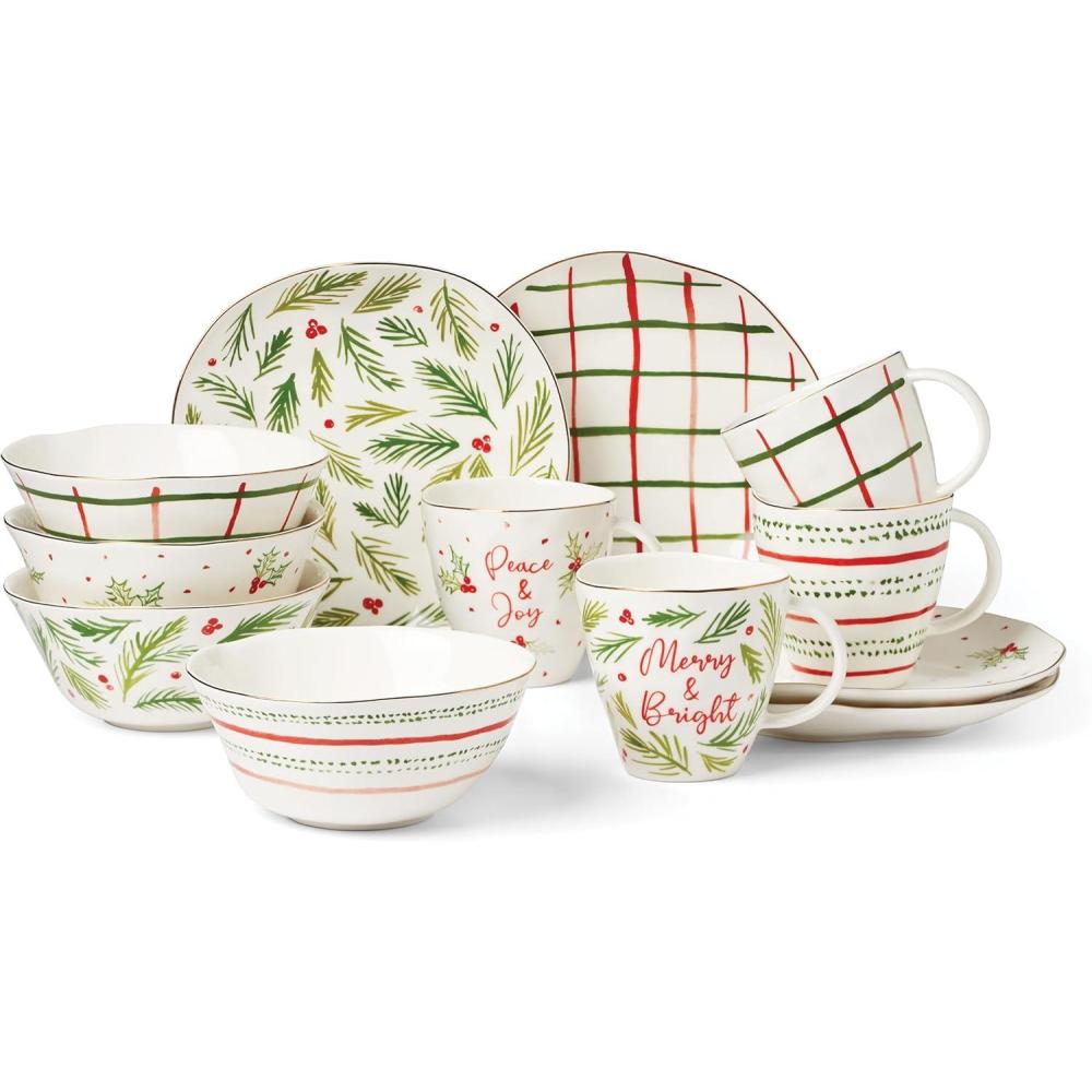 imageLenox 895258 Bayberry 12Piece Dessert Set Christmas Drinkware Holiday Hosting
