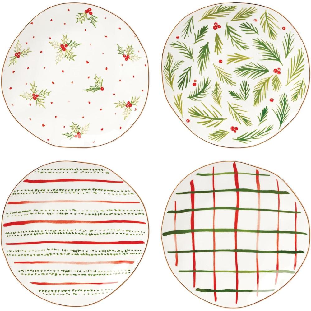 imageLenox 895262 Bayberry 4Piece Dessert Plate Set Christmas Drinkware Holiday Hosting397 Pack of 8