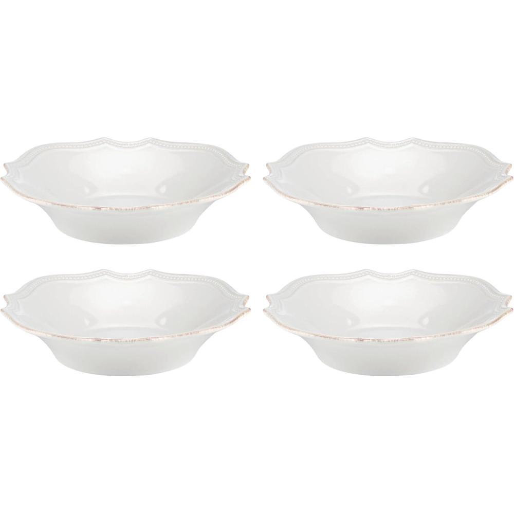 imageLenox 895710 French Perle Bead AllPurpose Bowls Set Of 4 WhitePasta Bowls  Set of 4