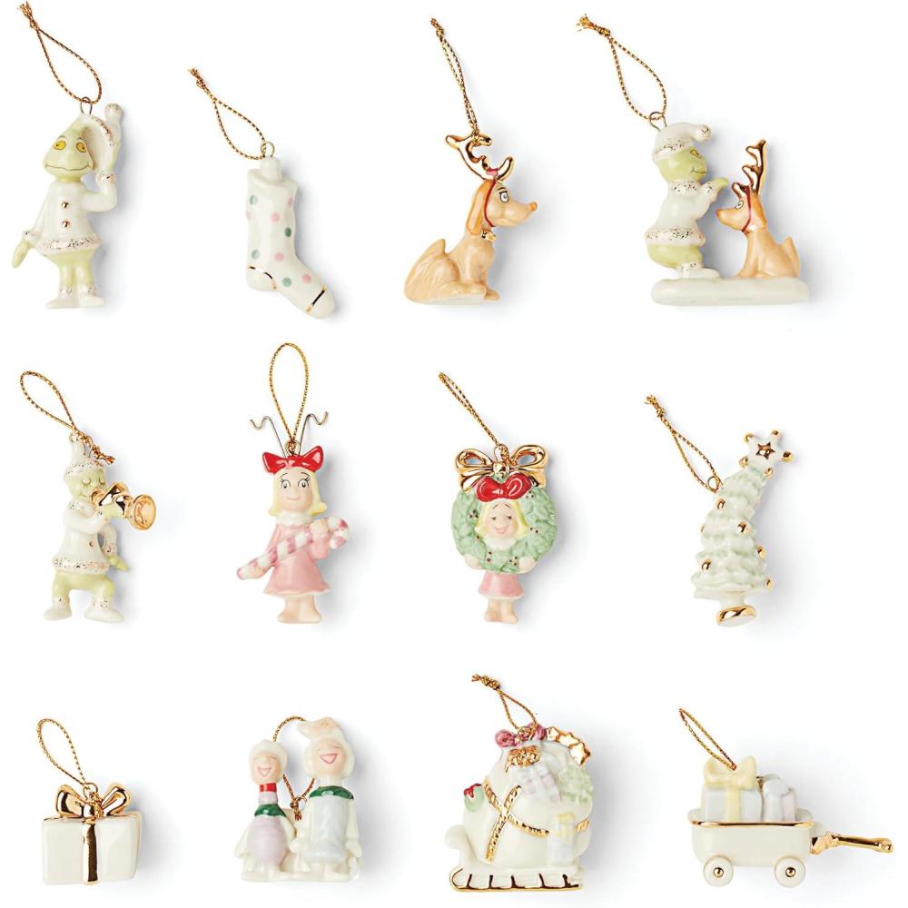 imageLenox 895921 How The Grinch Stole Christmas Tree Ornaments 12Piece Multicolor 12 Count Holiday