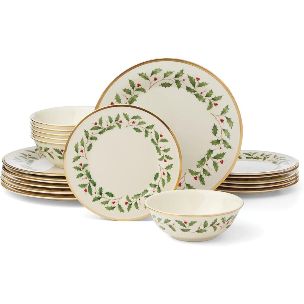 imageLenox 897082 Holiday Dinnerware Place Setting Bowls Set of 4 Christmas18Piece Dinnerware Set