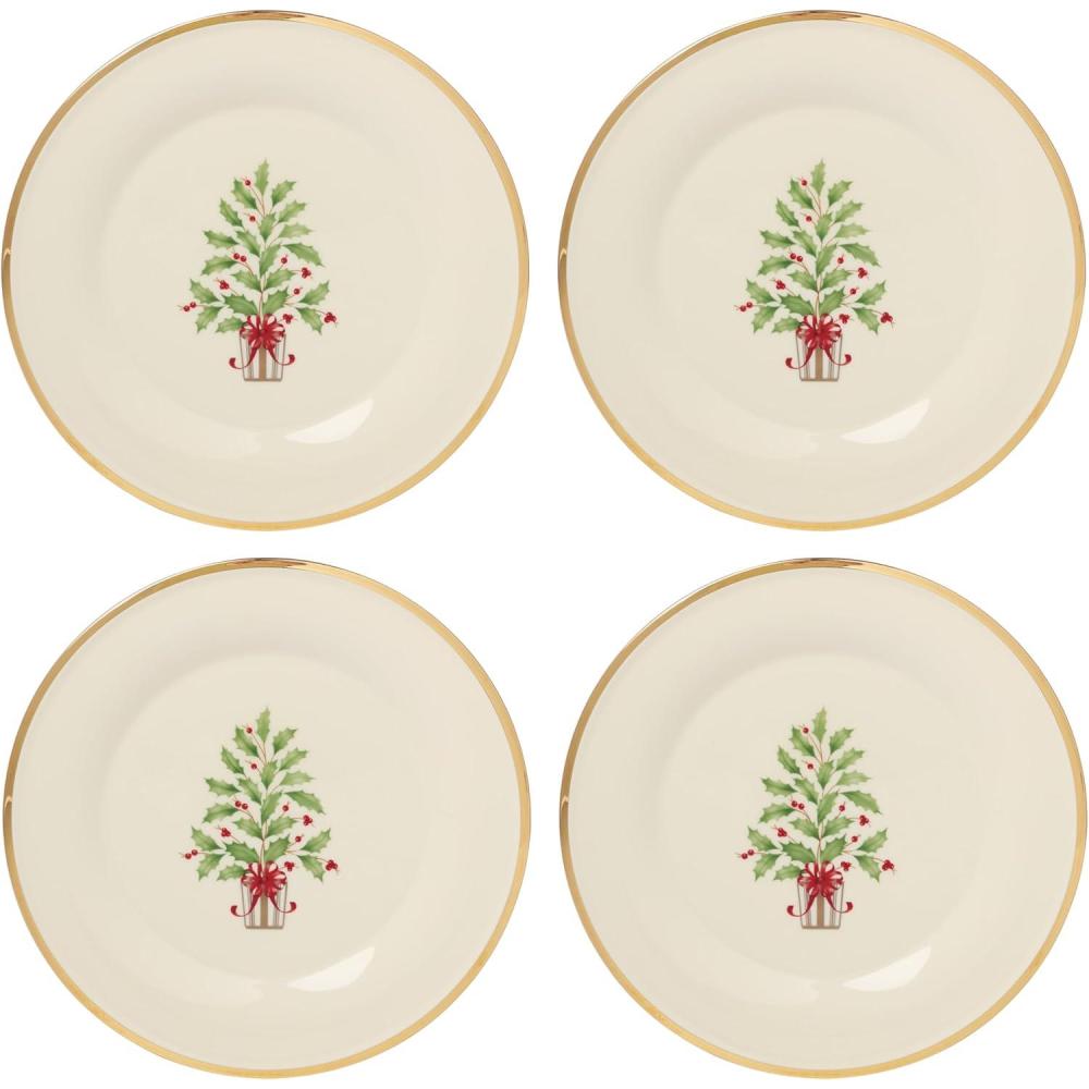 imageLenox 897082 Holiday Dinnerware Place Setting Bowls Set of 4 ChristmasAccent Plates Trees Set of 4