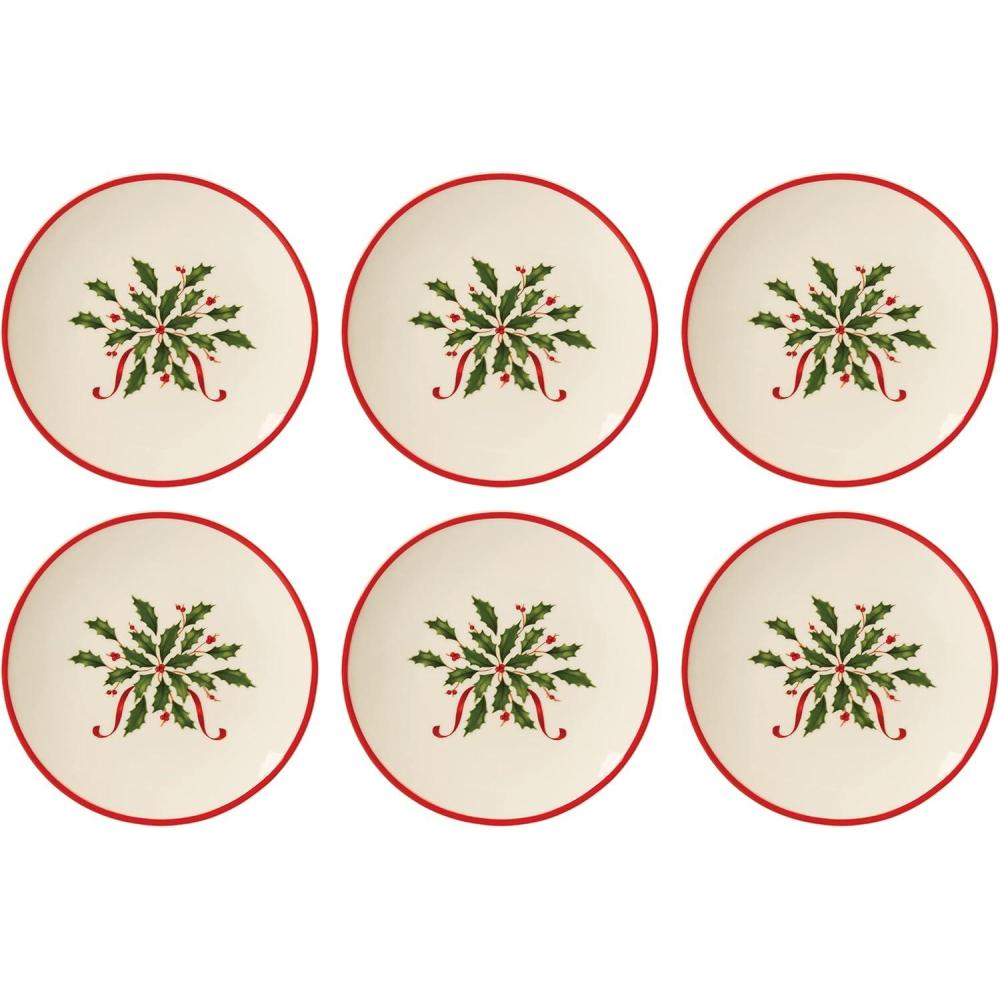 imageLenox 897082 Holiday Dinnerware Place Setting Bowls Set of 4 ChristmasParty Plates Set of 6