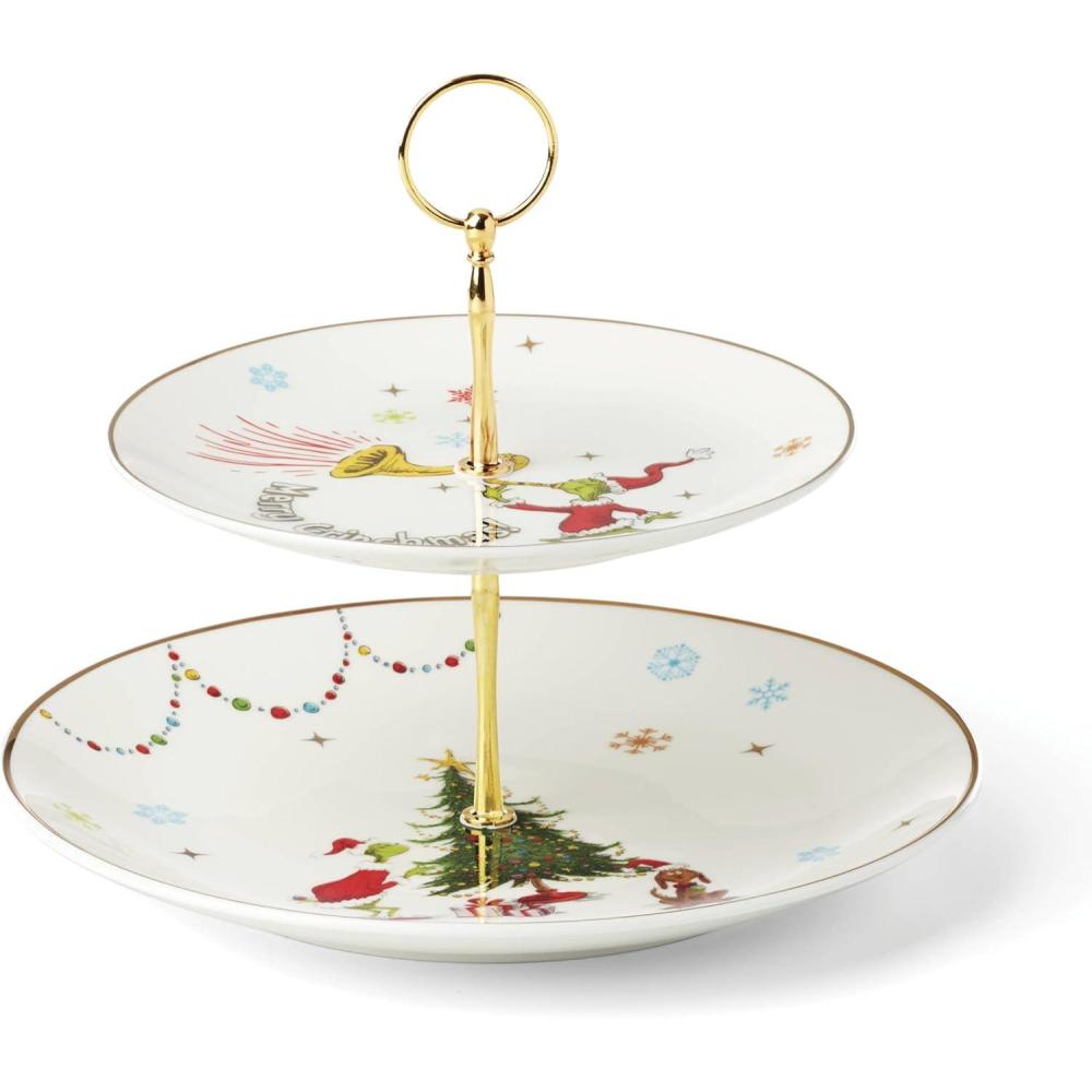 imageLenox 897085 Merry Grinchmas Dinnerware 2Tiered Server Christmas amp Holiday Hosting