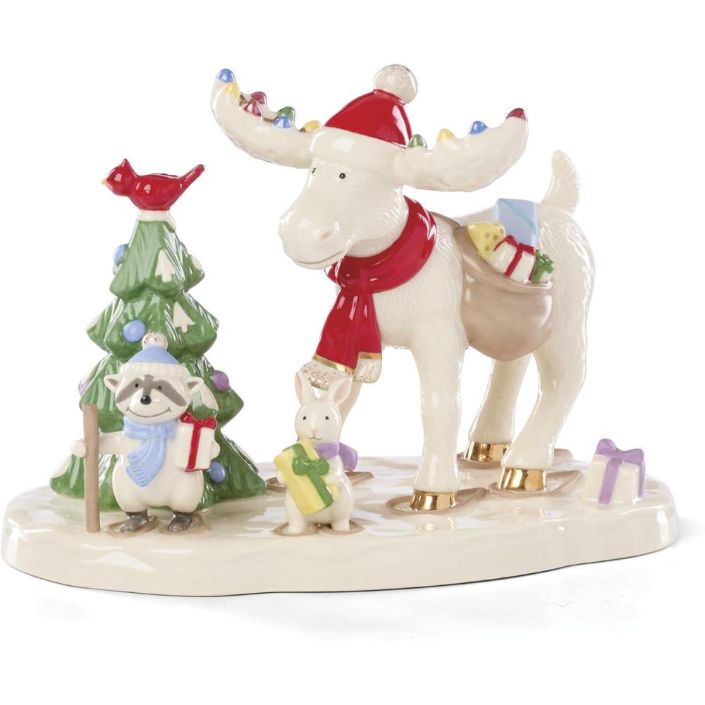 imageLenox 897676 Marcel The Moose Delivering Gifts Figurine Christmas Decorations Indoor Decor