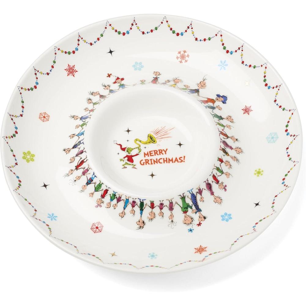 imageLenox 898096 Merry Grinchmas Chip amp Dip Bowl Christmas Dishes Festive Holiday Serveware