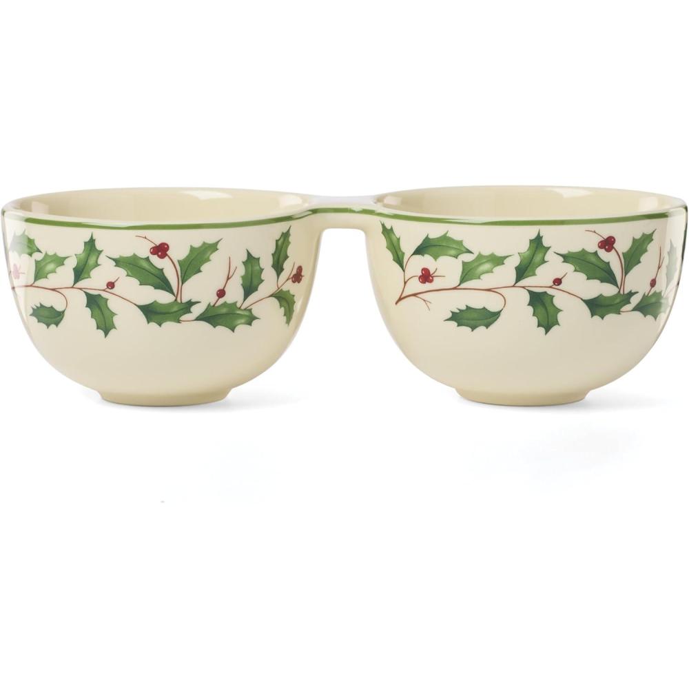 imageLenox 898270 Holiday Double Dip Bowl Christmas Dishes Festive Serveware