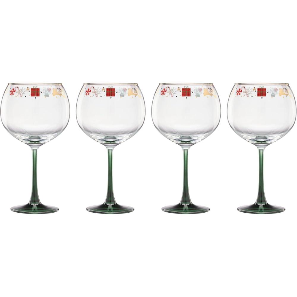 imageLenox 898401 Nutcracker Ballet Balloon Wine Glasses Set of 4 Christmas Stemware Festive Holiday