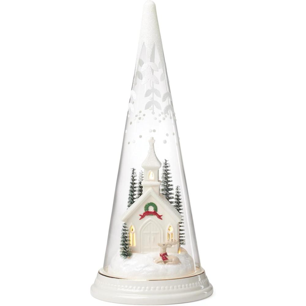 imageLenox Figurine Merry amp Magical LightUp Church Figurine Porcelain Encased in Glass Christmas Decorations Christmas Decor Indoor Desk Decor 1Piece 115Inch Height 3 AA Batteries Not Included