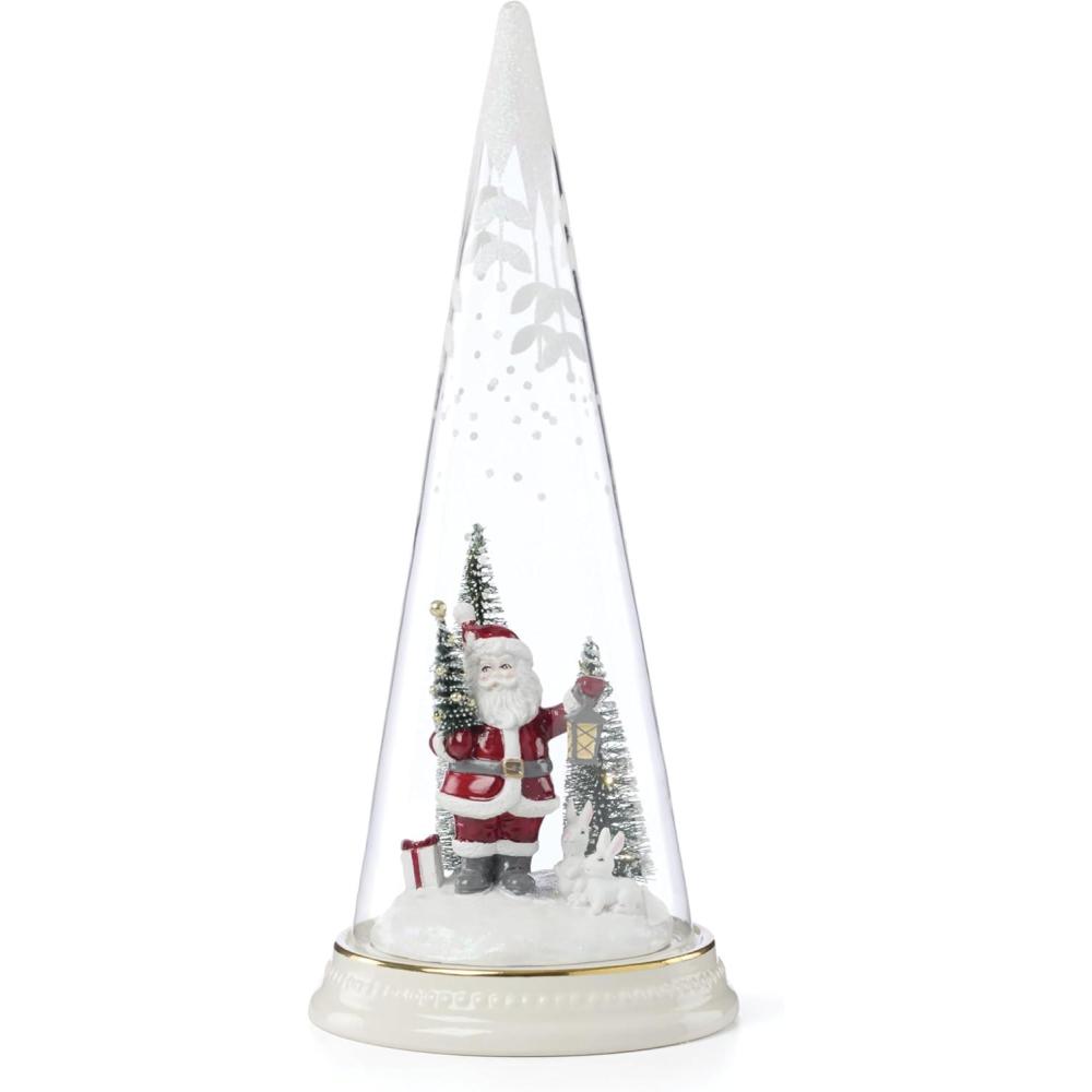 imageLenox Figurine Merry amp Magical LightUp Santa with Lantern Figurine Porcelain Encased in Glass Christmas Decorations Christmas Decor Indoor 1Piece 115Inch Height 3 AA Batteries Not IncludedCasual