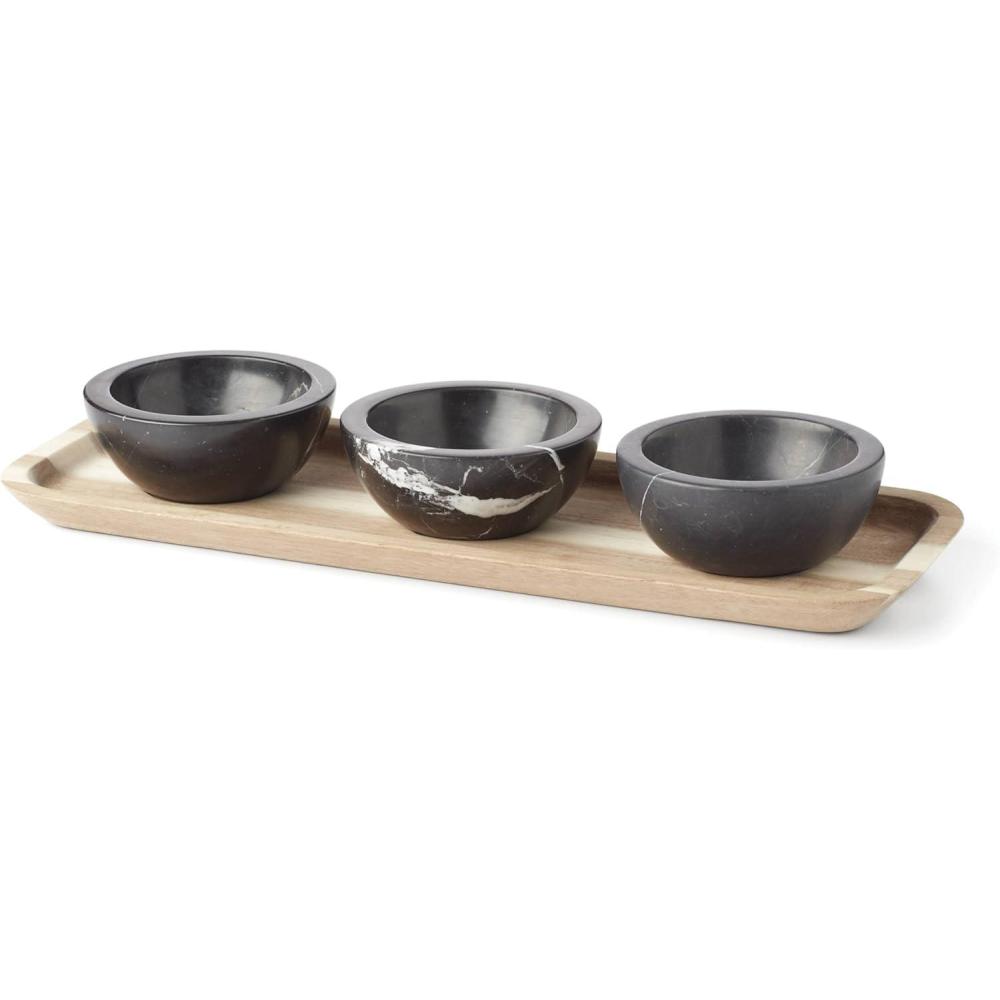 imageLenox Lx Collective Footed Serving Bowl 700 LB BlackTray with Dipping Bowls