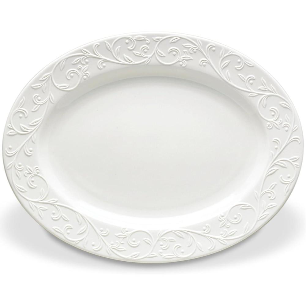 imageLenox Opal Innocence Carved Large Oval Platter White420 LB Pack of 6