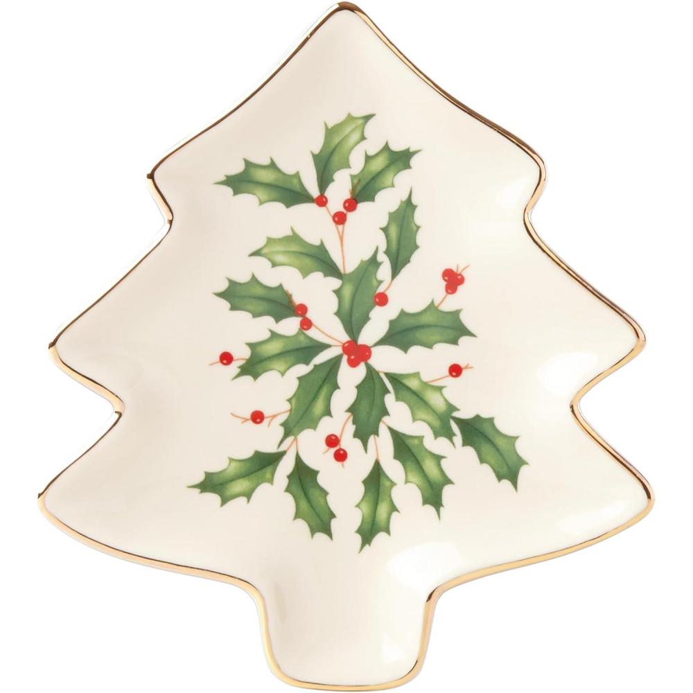 imageLenox Serveware Hosting The Holidays Tree Plate Festive Porcelain Dinnerware Service for 1 Pasta Salad and Dinner Dishwasher Safe Christmas Decorations MultiColor 575 inch Length 1 Piece