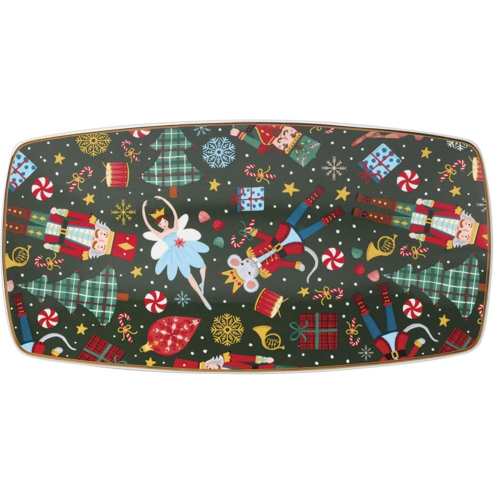 imageLenox Serveware Nutcracker Ballet Hors Doeuvres Tray Food Tray 13 x 675Inch Microwave Safe amp Dishwasher Safe Porcelain Christmas Serving Platter Tray Christmas Table Centerpieces 1 Piece