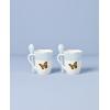 Lenox 897800 Butterfly Meadow Color Mugs With Spoons, Set Of 2, Blue