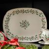 Lenox Serveware, Holiday Serving Platter, Oval Shape, 15.25-Inch, Ivory, Porcelain Material, Dishwasher Safe, Turkey Platter for Thanksgiving, Winter Hosting, Christmas Serving (Multicolor, 1 Piece)