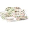 Lenox 895258 Bayberry 12-Piece Dessert Set, Christmas Drinkware, Holiday Hosting
