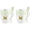 Lenox 897802 Butterfly Meadow Color Mugs With Spoons, Set Of 2, Green