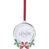 Lenox Christmas Tree Ornaments, Holly Frame Silverplated Ornament, Round Picture Frame, Red Ribbon for Hanging, Christmas Decor, Tree Decor, Family Picture Ornaments (Silver, 1-Piece, 2.5×3.5-Inch)