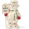 Lenox Figurine, Happy Holly Days North Pole Snowman Light-Up Figurine, Christmas Decorations, Christmas Decor Indoor, Snowman Design (Ivory, 1 Piece, 7.75-Inch Height) 2 AAA Batteries Not Included