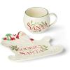 Lenox Serveware, Holiday Cookies & Milk for Santa 2-Piece Set, Service for 1, 11 Oz Cup, Porcelain, Dishwasher Safe, Christmas Cookie Plate & Coffee Mug, Christmas Decor, Santa Sleigh Design (2 Piece)