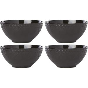Lenox 885618 Chelse Muse Fleur Matte Black 4-Piece Mug Set(Bowls  Set of 4)