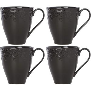 Lenox 885618 Chelse Muse Fleur Matte Black 4-Piece Mug Set(Mugs  Set of 4)