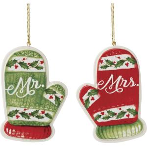 Lenox 896534 Mr. & Mrs. Mitten Ornaments, Set of 2, Christmas Ornament(Mittens)