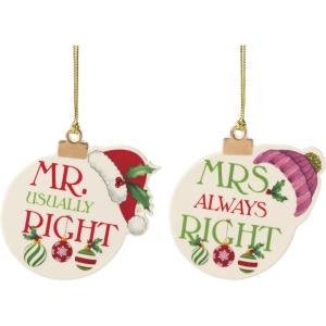 Lenox 896534 Mr. & Mrs. Mitten Ornaments, Set of 2, Christmas Ornament(Mr. & Mrs.)