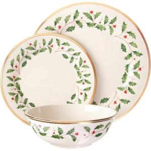 Lenox 897082 Holiday Dinnerware Place Setting Bowls, Set of 4, Christmas(3-Piece Placesetting)